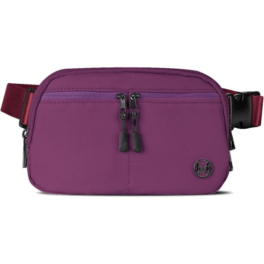 Womens Purple Fanny Pack 2L Crossbody Belt Bag Waterproof 5 Zipper Pockets